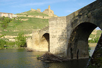 Castillo y puente medieval sobre el Ebro